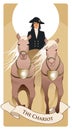 Major Arcana Tarot Cards. The Chariot. Sun Chariot pulled by two horses and driven by an elegant coachman Royalty Free Stock Photo