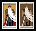 Major Arcana Tarot Cards. The Emperor. Man with crown and long white beard, fur cape and sword at the waist