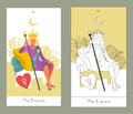 Major Arcana Tarot Cards. Stylized design. The Empress. Woman sitting on a throne wearing a crown