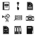 Major document icons set, simple style