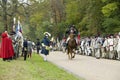 Major General Benjamin Lincoln on horseback rides down Surrender Road at the 225th Anniversary of the Victory at Yorktown, a reena