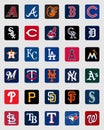 Major League Baseball cap insignia logos Royalty Free Stock Photo