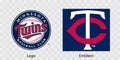 Major League Baseball MLB. American League AL. Al Central. Minnesota Twins logo and emblem. Kyiv, Ukraine - May 22, 2022