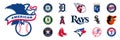 Major League Baseball MLB 2023. American League AL. Al East, Al Central, Al West. Toronto Blue Jays, NY Yankees, Baltimore Orioles