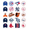 Major League Baseball MLB 2023. American League AL. Al East. Toronto Blue Jays, Boston Red Sox, Tampa Bay Rays, New York Yankees,