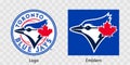 Major League Baseball MLB. American League AL. Al East. Toronto Blue Jays logo and emblem. Kyiv, Ukraine - May 22, 2022