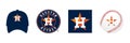 Major League Baseball MLB 2023. American League AL. Al West. Houston Astros. Logos, cap and ball with logo. Kyiv, Ukraine - Mar 14