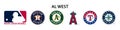 Major League Baseball MLB. American League AL. Al West. Houston Astros, Oakland Athletics, Los Angeles Angels, Texas Rangers,