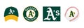 Major League Baseball MLB 2023. American League AL. Al West. Oakland Athletics. Logos, cap and ball with logo. Kyiv, Ukraine - Mar