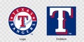 Major League Baseball MLB. American League AL. Al West. Texas Rangers logo and emblem. Kyiv, Ukraine - May 22, 2022