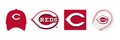 Major League Baseball MLB 2023. National League NL. NL Central. Cincinnati Reds. Logos, cap and ball with logo. Kyiv, Ukraine -