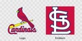 Major League Baseball MLB. National League NL. NL Central. St. Louis Cardinals logo and emblem. Kyiv, Ukraine - May 22, 2022