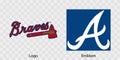 Major League Baseball MLB. National League NL. NL East. Atlanta Braves logo and emblem. Kyiv, Ukraine - May 22, 2022 Royalty Free Stock Photo