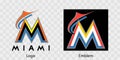 Major League Baseball MLB. National League NL. NL East. Miami Marlins logo and emblem. Kyiv, Ukraine - May 22, 2022