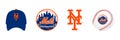 Major League Baseball MLB 2023. National League NL. NL East. New York Mets. Logos, cap and ball with logo. Kyiv, Ukraine - Mar 14