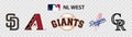 Major League Baseball MLB. National League NL. NL West. San Diego Padres, Arizona Diamondbacks, San Francisco Giants, Los Angeles