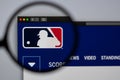 Major League Baseball website homepage. Close up of MLB logo. Royalty Free Stock Photo