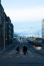 Old Harbour Road. Reykjavik, Iceland City during the Day. People crossing street Royalty Free Stock Photo