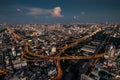 A major road junction in the capital of Thailand