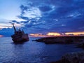 Famous shipwreck EDRO III, Pegeia, Paphos, Cyprus Royalty Free Stock Photo