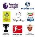 Major UEFA football national leagues logos Royalty Free Stock Photo