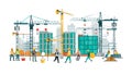 Major urban construction site with multiple cranes, vector design Generative AI Royalty Free Stock Photo