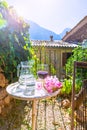 Majorca Balearic house patio in Balearic islands Royalty Free Stock Photo