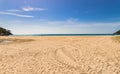 View of the seaside at sand beach in Canyamel, Mallorca island Royalty Free Stock Photo