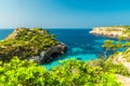 Majorca beautiful seascape bay at the coast of Calo des Moro, Mallorca Mediterranean Sea, Balearic Islands Royalty Free Stock Photo