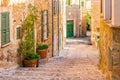 Majorca, beautiful street in the old village of Deia Royalty Free Stock Photo