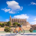 Majorca Palma Cathedral Seu and bicycle Mallorca Royalty Free Stock Photo