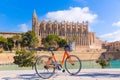 Majorca Palma Cathedral Seu and bicycle Mallorca Royalty Free Stock Photo