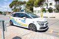 Majorca, Spain, 27th July 2021: A Spanish police car taken on the beautiful island of Majorca in Spain showing the Policia Local