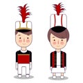 Majorette vector. Man and girl in marching band carnival. wearing hat and uniform.