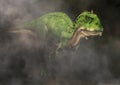 Majungasaurus emerging from fog