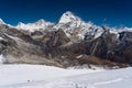 Makalu and Chamlang mountain peak view from Mera peak high camp, Himalaya mountains range in Nepal Royalty Free Stock Photo