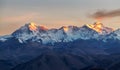 Makalu Peak and Kanchenjunga sunset of Himalaya mountains in Shigatse city Tibet Autonomous Region, China