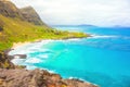 Makapu`u lookout scenic view of beach park and ocean