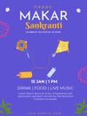 Happy Makar Sankranti Flyer Template. holiday India Kite Festival India. Vector illustration template for Poster, Banner, Royalty Free Stock Photo