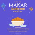 Happy Makar Sankranti Flyer Template. holiday India Kite Festival India. Vector illustration template for Social media post. Royalty Free Stock Photo