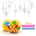 Makar Sankranti wallpaper with colorful kite for festival Royalty Free Stock Photo