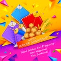 Makar Sankranti wallpaper with colorful kite for festival Royalty Free Stock Photo