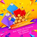 Makar Sankranti wallpaper with colorful kite for festival