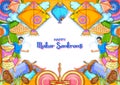 Makar Sankranti wallpaper with colorful kite for festival of India Royalty Free Stock Photo