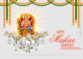 Makar Sankranti wallpaper with Sun God for festival of India Royalty Free Stock Photo