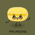 Makaroon character with face and smile. Kawaii sweets and desserts