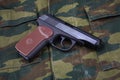 The Makarov-Walther pistol or PM Pistolet Makarova, lit. Makarov`s Pistol is a Soviet semi-automatic pistol stolen from german Royalty Free Stock Photo