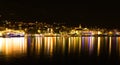 Makarska city in the night, popular Croatian resort Royalty Free Stock Photo