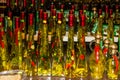 Croatia: Olive oil bottles with pepper on the Makarska market - traditional Croatian souvenirs