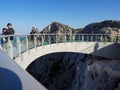 Makarska, Croatia - July 22, 2021: Skywalk Biokovo. A glazed viewing platform built over the precipice